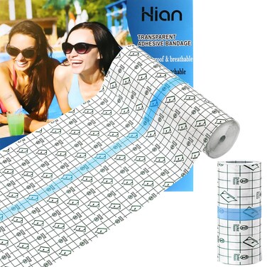 Hion Tattoo Aftercare Waterproof Bandage Transparent Film Dressing 10 Inch x 5.5 Yard Roll Tattoo Cover Up Tape Second Skin Adhesive Bandage Waterproof Wound Cover for Swimming Shower Shield