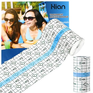 Hion Tattoo Aftercare Waterproof Bandage Transparent Film Dressing 4 Inch x 5.5 Yard Roll Tattoo Cover Up Tape Second Skin Adhesive Bandage Waterproof Wound Cover for Swimming Shower Shield