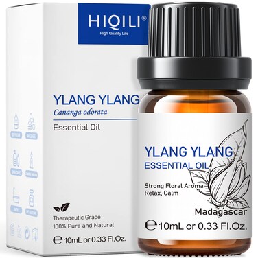 HIQILI 0.33 Fl Oz Ylang-Ylang Essential Oil, Long-Lasting Scent for Diffusers, Perfumes, Aromatherapy, DIY - 10 ML