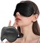 HiRui Silk Sleep Mask, 100% Natural Mulberry Silk of Double-Sided &amp; Inner-Filling, Ultra-Smooth Soft, Adjustable Strap, Blocks Light for Night Sleeping, Travel, Office Naps (Black)