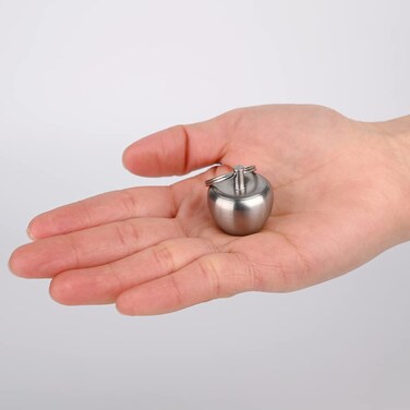 HN02 Stainless Steel Keychain Pill Holder, Apple Pendant Design, Portable Waterproof Pill Box Container for Purse or Pocket or Necklace, Mini EDC Pill Case for Outdoor Travel.