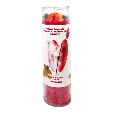 HOLY Death Love-Palm Wax Spiritual Intention Spell Candle-[RED]   Vela CASA ESOTERICA PERFUMADA- (Santa Muerte Amor)