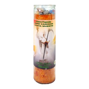 HOLY Death Road Opener-Palm Wax Spiritual Intention Spell Candle-[Orange]   Vela CASA ESOTERICA PERFUMADA- (ABRE CAMINOS Santa Muerte)