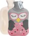 Hot Water Bag Hot Water Bottle 2 Liter Heat Up and Refreezable Hot Cold Pack with Knit Cover for Pain Relief Hot Cold Therapy, Cartoon Owl