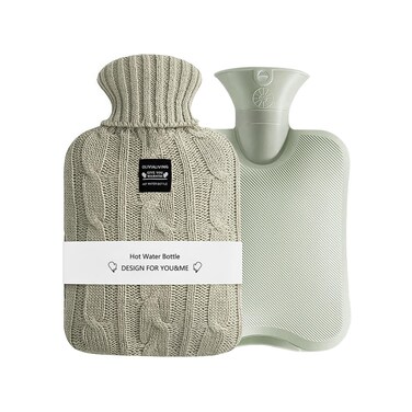 Hot Water Bag Hot Water Bottle 2 Liters Heat Up and Refreezable Hot Cold Pack with Knit Cover for Pain Relief Hot Cold Therapy