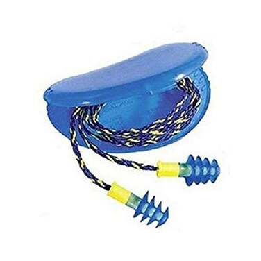Howard Leight FUS30-HP Fusion Reusable Regular Corded Earplugs in HearPack Storage Box, Blue;Yellow, One Size Fits All(Pack of 100)