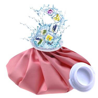 Ice Pack for Injuries Reusable, Ice Bags for Injuries Hot Water Bag for Hot &amp; Cold Therapy and Pain Relief, No-Leak Elastic Breathable Ice Bag, Size 11", Pink