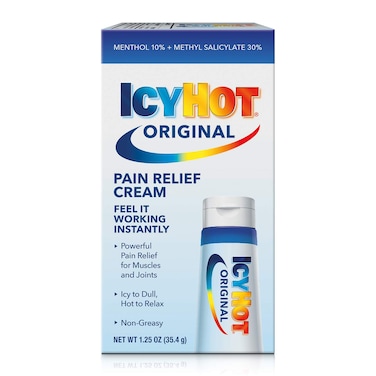 Icy Hot Original Pain Relieving Cream 1.25 oz. Powerful Pain Relief for Muscles &amp; Joints White
