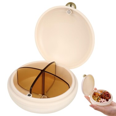 IMIKEYA Pill Organizer: 4 Compartment Compact Pill Holder Home Travel Pill Case