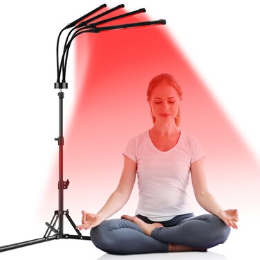 Infrared Light Therapy for Body, 180LEDs 660nm&amp;850nm Infrared Red Light Therapy with Timer, 4 Heads Adjustable Height &amp; Brightness &amp; Angle Red Light Therapy Lamp for Body