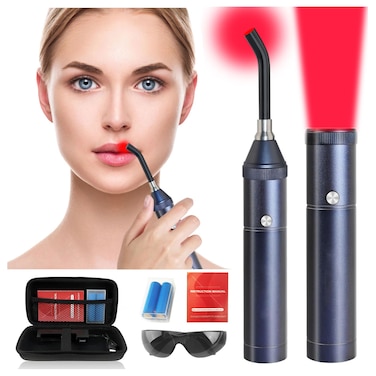 Infrared Red Light Therapy Device, Cold Sore Fever Blister Treatment Healing Pain Relief for Lips Mouth Nose Ear (Blue)