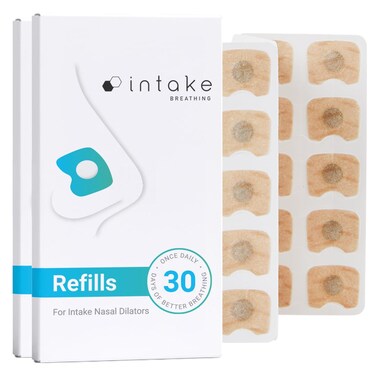 Intake Breathing Refill Tabs Pack - Boost Oxygen Intake, Improve Sleep Quality Snoring Solution- Sweat Resistant, Skin Safe Nasal Strips - Extra Strength Snore Stopper - (60 Count (Pack of 2))