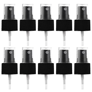 Ipetboom 20pcs Black Spray Top for Essential Oil Bottles, Fine Mist Sprayer Cap Recycle and Reuse Replacement Pump Top, Replacement Spray Bottle Nozzle, Perfume Essential Oil Bottle