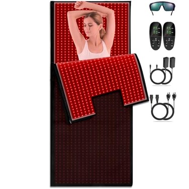 iTHERAU Large Red Light Therapy Belt 360 LED Infrared Red Light Device for Body, Resolve Inflammation, Relieve Joint or Back Pain, Muscle Stiffness, Red Light Wrap 660 &amp; 850nm Wavelengths, Blue Edge