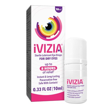 iVIZIA Sterile Lubricant Eye Drops for Dry Eyes, Preservative-Free, Moisturizing, Dry Eye Relief, Contact Lens Friendly, 0.33 fl oz Bottle