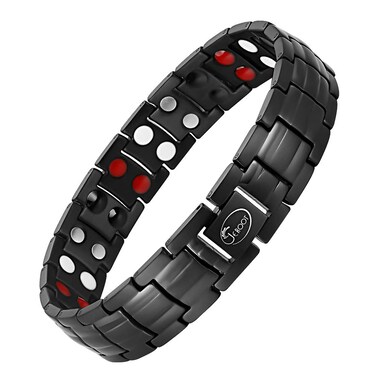 JEROOT Magnetic Bracelets for Men, Pure Titanium Double Row Strong Effective 4 Elements Magnets, Men's Bracelet with Adjustment Tool &amp; Jewelry Gift Box