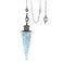 Jovivi Natural Aquamarine Crystal Pendulums for Divination Dowsing, Crown Sprial Cone Pointed Pendant Pendulum with Chain, Resin Chip Stones Healing Reiki Chakra Gemstone Pendulum Wiccan Witchcraft