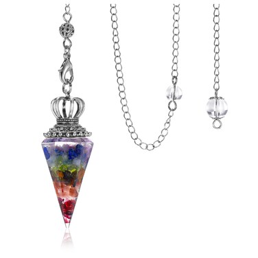Jovivi Natural Rose Quartz Crystal Pendulums for Divination Dowsing 6 Facted Crown Hexagonal Pointed Resin Chip Stones Healing Reiki Chakra Gemstone Pendulum Pendant Wiccan Witchcraft