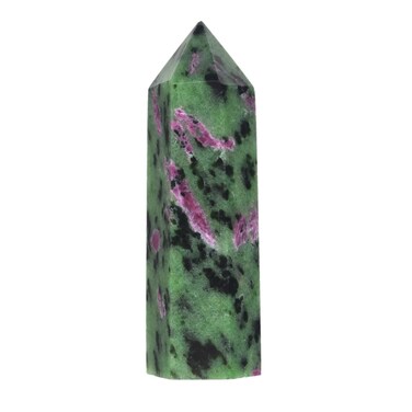 Justinstones Large Green Ruby Zoisite Crystal Tower Healing Crystal Wand for Spiritual Use Hexagonal Point Reiki Chakra Gemstone Home Office Decor for Gift