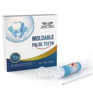 JXE JXO Tooth Repair Kit, Moldable False Teeth, Moldable Tooth Filling Repair Kit with Tool, Fixing The Missing and Broken Teeth, Tooth Replacement Missing Teeth, Tooth Repair Kit for Broken Teeth
