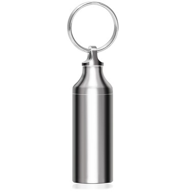 Keychain Pill Holder Small Pill Box,Titanium Single Pill Container Pocket Pill Case for Men Women,EDC Metal Bottle for Outdoor Travel