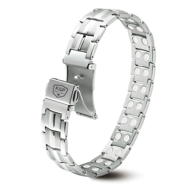 KGP Magnetic Bracelet with 3800 Gauss Power Magnets for Men,Adjustable Mens 316L Stainless Steel Magnet Bracelet Jewelry,Magnetic Therapy Bracelet with Premium Fold-Over Clasp(Silver Color)