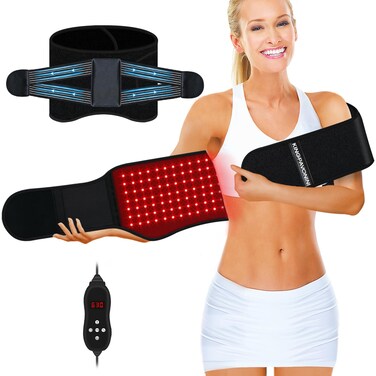 KingPavonini Red Light Therapy Belt, 3 in 1 Red Light Therapy for Body with Compression Strap, 630 &amp; 660 &amp; 850nm Infrared Light Therapy for Shoulder Waist Back Pain Relief, Decrease Inflammation