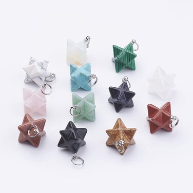 KitBeads 10pcs Chakra Merkaba Star Crystal Quartz Reiki Spiritual Healing Stone Energy Generator for Balancing Chakras