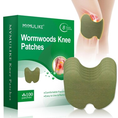 Knee Patches, 100 Count Warming Natural Herbal Plaster Knee Patches, Wormwood Extract Sticker 8 Hours Lasting Reduction Joint Discomfort for Knee, Back, Neck, Shoulder