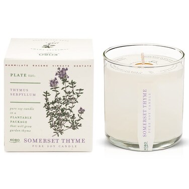KOBO Somerset Thyme Candle with Plantable Box (9 oz)   Plant The Box Collection, 100% Pure Soy Wax Candles   Hand-Poured in USA   Long Lasting 60 Hour Burning Candles   Scented Candles for Home