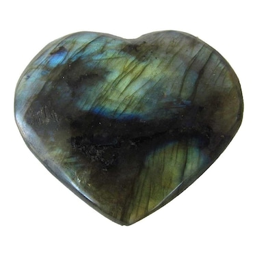 Labradorite Crystal 1 Inch Mini Heart Puff Stone - Pocket Massage Worry Stone for Natural Body Chakra Balancing, Reiki Healing and Crystal Grid