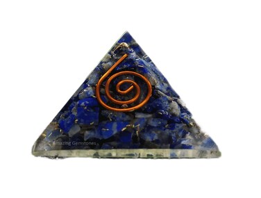 Lapis Lazuli Orgone Pyramid - 30mm Small Orgonite Pyramids with Crystals and Healing Stones - Authentic Organite Gifts