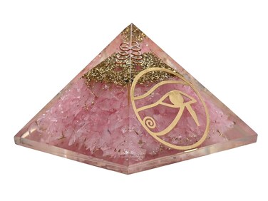 Large Orgone Pyramid   Rose Quartz Pyramid Crystal   Eye of Ra Orgonite Pyramid   Organ Pyramids Positive Energy Healing