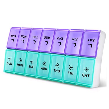 Large Pill Organizer 2 Times a Day, Weekly Pill Box 2 Per Day, AM PM Pill Case, Pill Container 7 Day, Vitamin Case Twice a Day