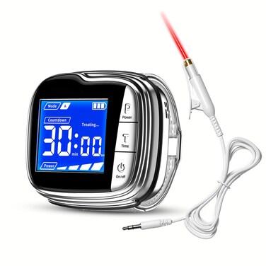 LASEPREHT Red Light Therapy Wristwatch Pain Relief with Timer, Light Therapy Wrist Watch with Nasal Probe, 4 Intensity Multifunctional Watch for Elderly People, 10x650nm