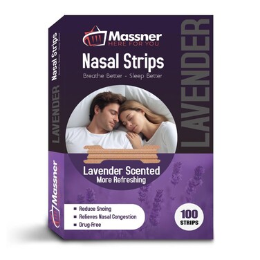 Lavender Nasal Strips for Snoring - Pack of 100 Tan Nose Strips to Improve Snoring - Helpful to Improve Sleeping, Nasal Congestion Due to Cold and Allergies
