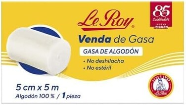 Le Roy Venda de Gasa 5 cm x 5 m. Pack de 4, White