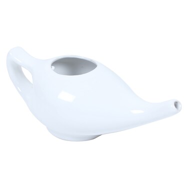 Leak Proof Durable Porcelain Ceramic Neti Pot Hold 300 Ml Water Comfortable Grip With 10 Sachet Neti Salt   Eco Friendly Natural Treatment for Sinus &amp; Congestion (White)