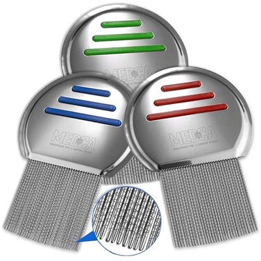 Lice Comb - (Pack of 3) Head Lice Treatment that's Individually Packaged Professional Stainless Steel Louse and Nit Combs Removes Eggs with Rounded Tips for Comfort