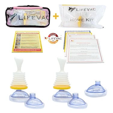 LifeVac Home &amp; Pink Travel Kit Combo - Portable Suction Rescue Device, First Aid Kit for Kids and Adults, Portable Airway Suction Device for Children and Adults