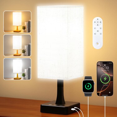 Light Therapy Lamp 10000 Lux Therapy Light with Remote and Touch Control, 3 Color Temperature, 5 Brightness Level Full Spectrum Light with USB C &amp; A Ports Home/Office Use As Lift Mood, Black, 24W