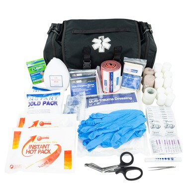 LINE2design First Aid (Ifak) Pouch EMS Bag - EMT Emergency Medical Trauma Pack Bags Tactical EDC Rescue Utility Gear IFAK Bags for Hiking Stop Bleeding Includes USA Patch - Black