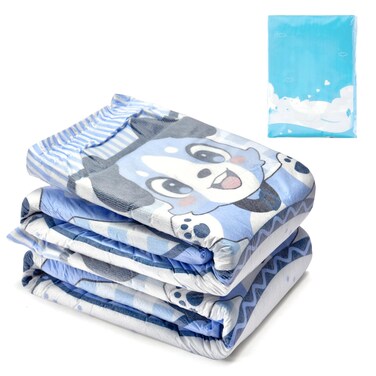 Littleforbig Adjustable Hook-and-Loop Fastener Closure Adult Printed Cloth Back Diaper 2 Pieces - Little Blue BabyFur (Large 36"-48")