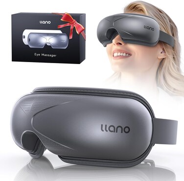 llano Eye Massager with Heat, Heated Eye Mask with Music,Foldable Eye Care Face Eye Massager for Relax Eye Strain Dark Circle Dry Eye, Birthday Holidays Gifts for Women/Men (Grey)