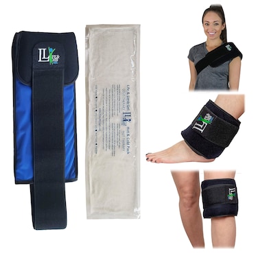 Long Reusable Gel Ice Pack for Injuries (6 X 20 Inches) Adjustable Straps - Premium Quality Hot Cold Pack - Pain Relief Wrap for Lower Back Knees Hips Shoulder Ankle Muscle Cramps by Life and Limb Gel