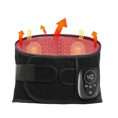 Lower Back Massager with Heat and Red Light Therapy, Cordless Heating Pad for Back, Rechargeable 5000 mAh Battery Operated, Heated Back Brace Warmer Belt for Back Pain Relief and Relaxation