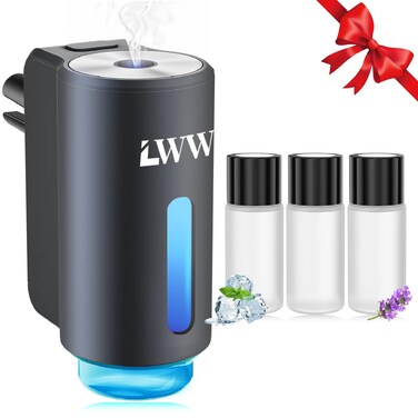 LWW Smart Car Air Freshener, 3 Levels of Adjustable Intensity, Aroma Rechargeable Aroma Diffuser, Adjustable Aroma Diffuser, 220mAh Built-in Fresh+Intense+Ocean Flavour