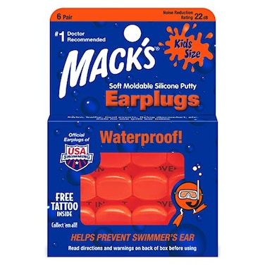Mack's Soft Moldable Silicone Putty Ear Plugs - Kids Size, 6 Pair - Comfortable Small Earplugs for Swimming, Bathing, Travel, Loud Events and Flying   Made in USA