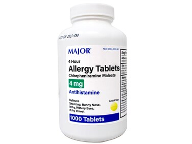 MAJOR CHLORPHENIRAMINE 4MG TAB CHLORPHENIRAMINE Maleate-4 MG Yellow 1000 Tablets UPC 309040012807 Pharmaceuticals