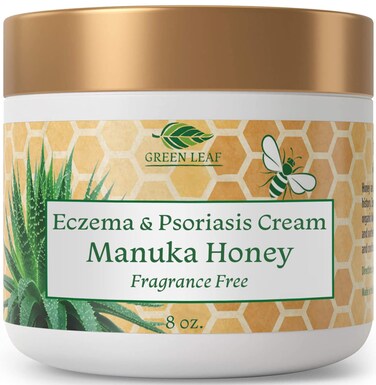 Manuka Honey Eczema Cream Moisturizing Lotion Fragrance Free For Psoriasis Relief - Itchy, Dry Skin Rash Ointment - Skin Soothing Moisturizer - Body &amp; Face Cream - Kids &amp; Adults 8oz